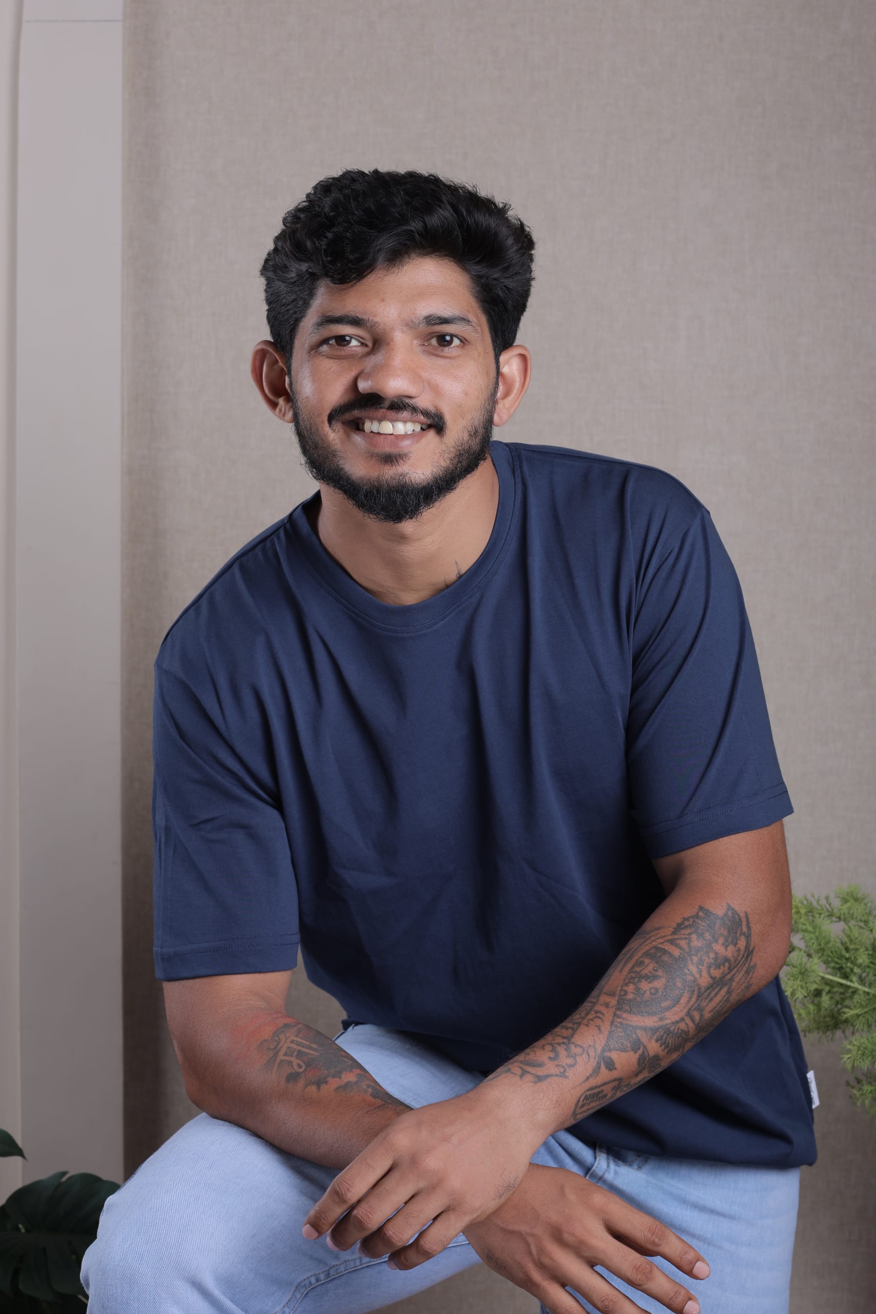 BreatheTee Premium Navy Blue Round Neck T-Shirt