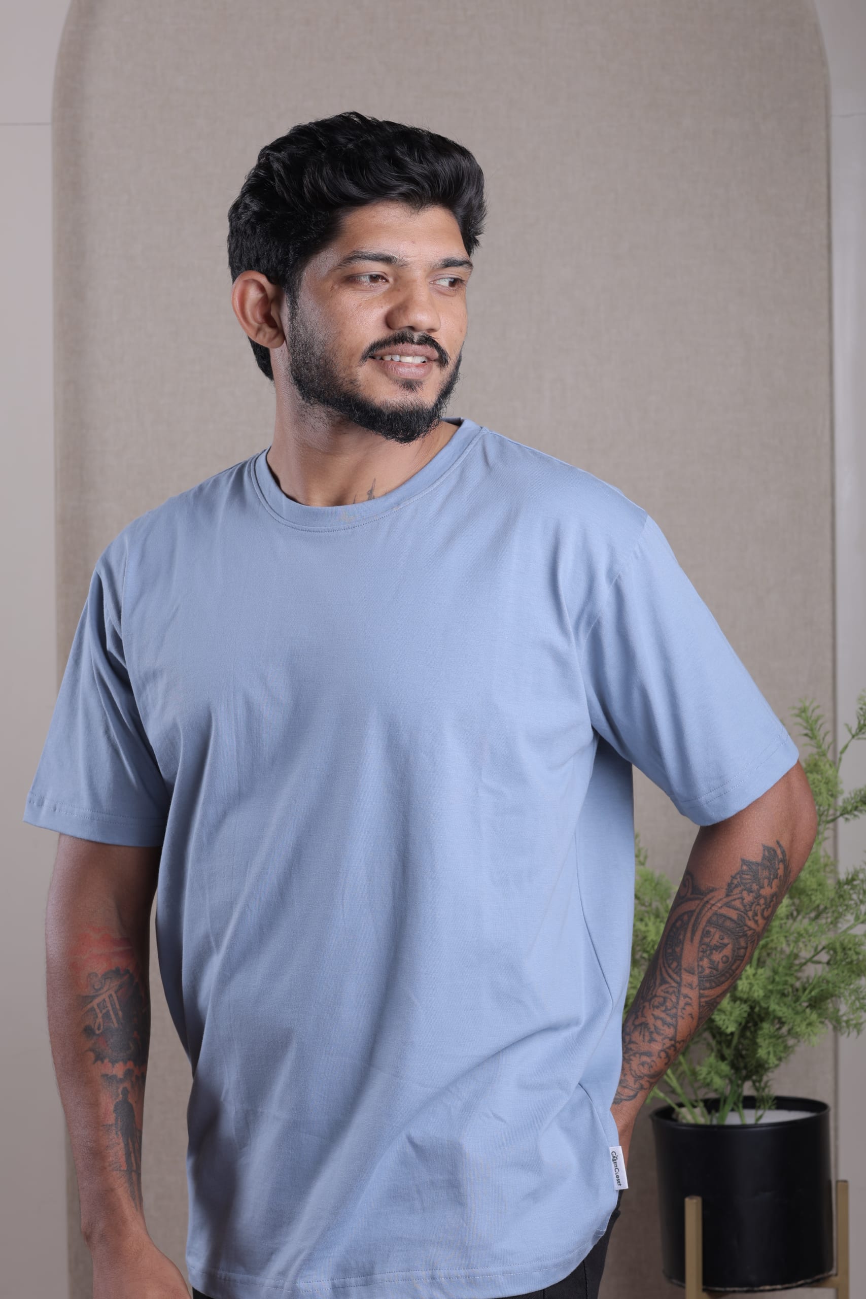 BreatheTee Premium Sky Blue Round Neck T-Shirt