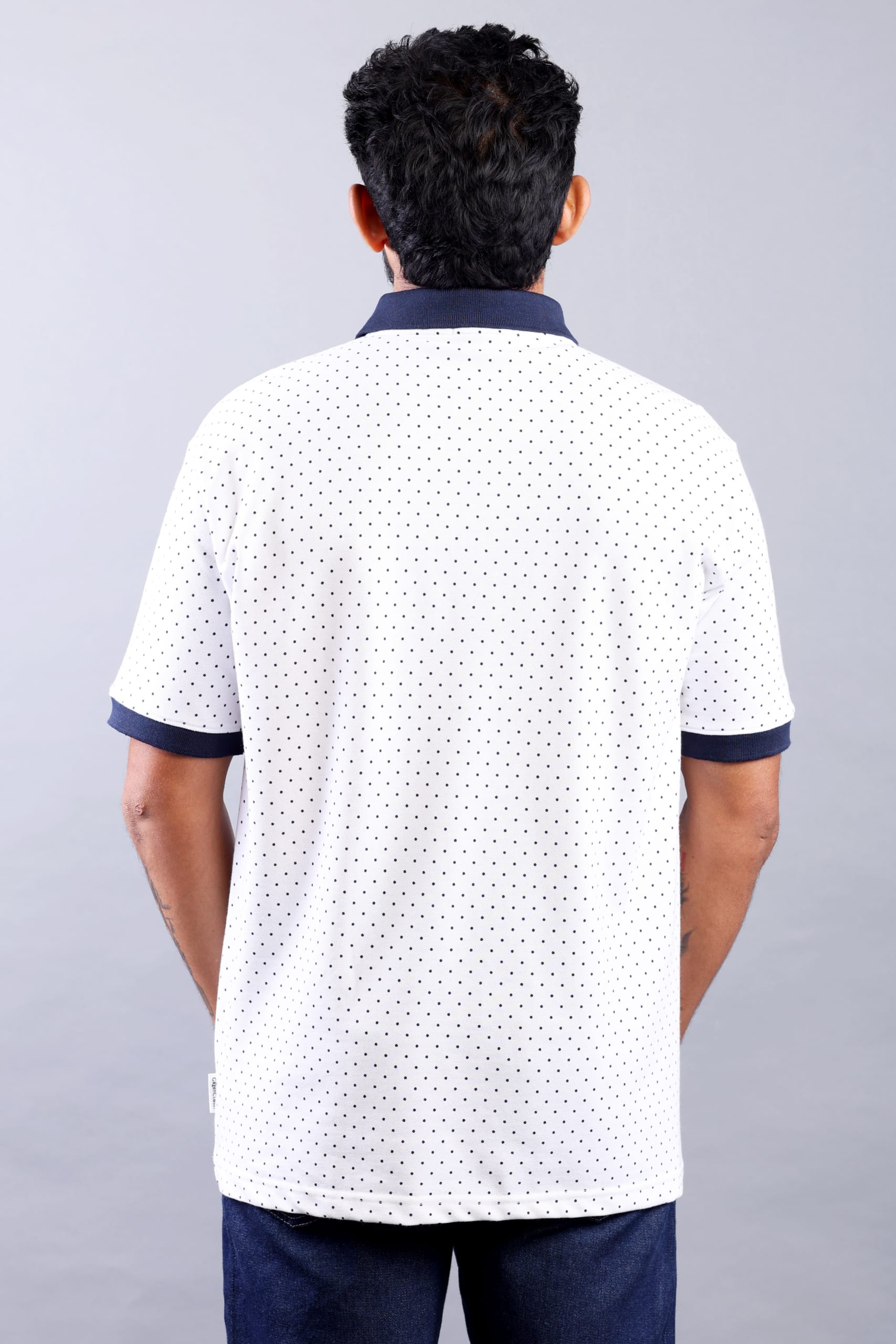Pique Pure Playful Navy Blue Polka Dot Polo T-shirt - Image 8