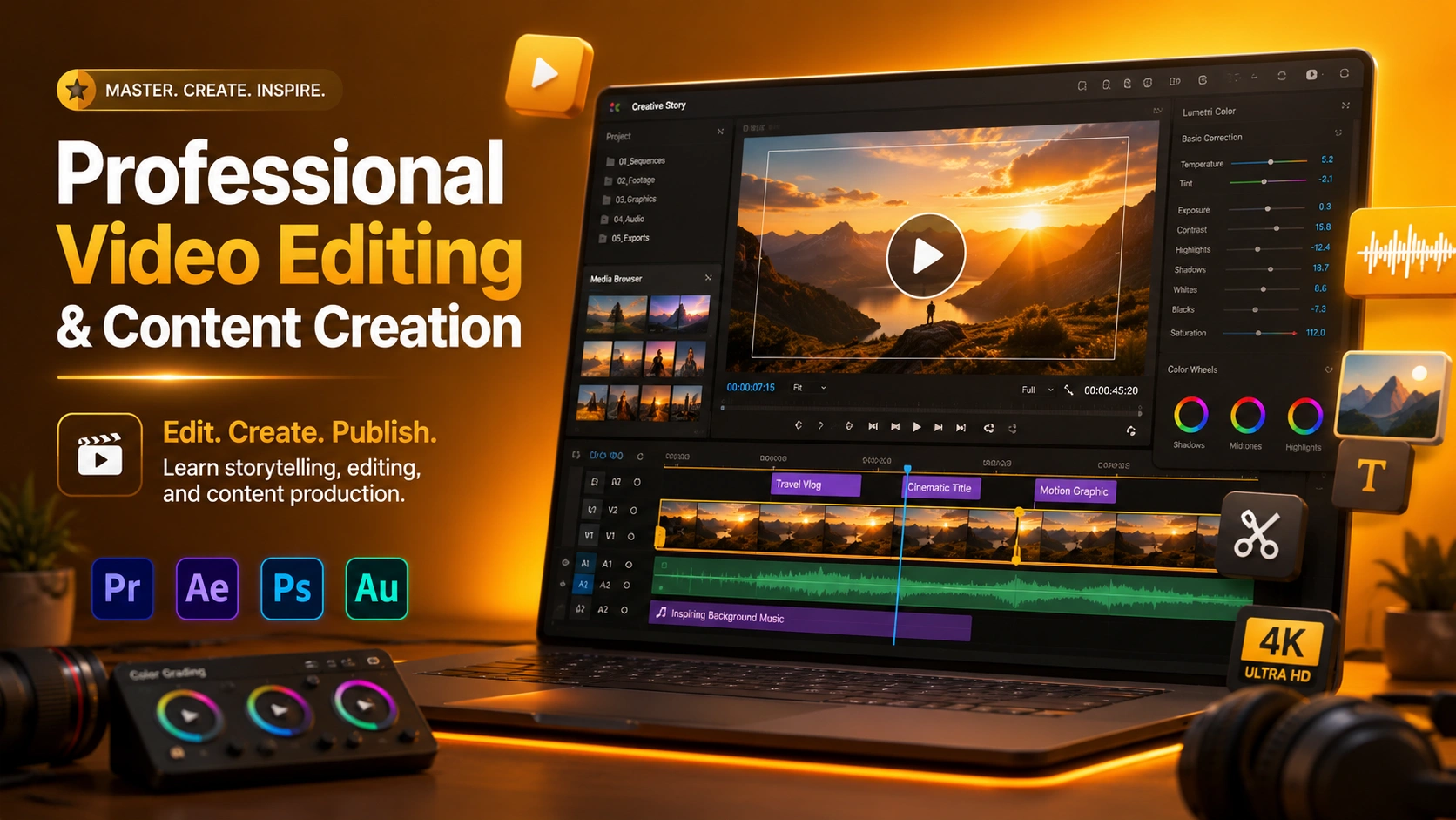 Professional Video Editing & Content Creation course cover