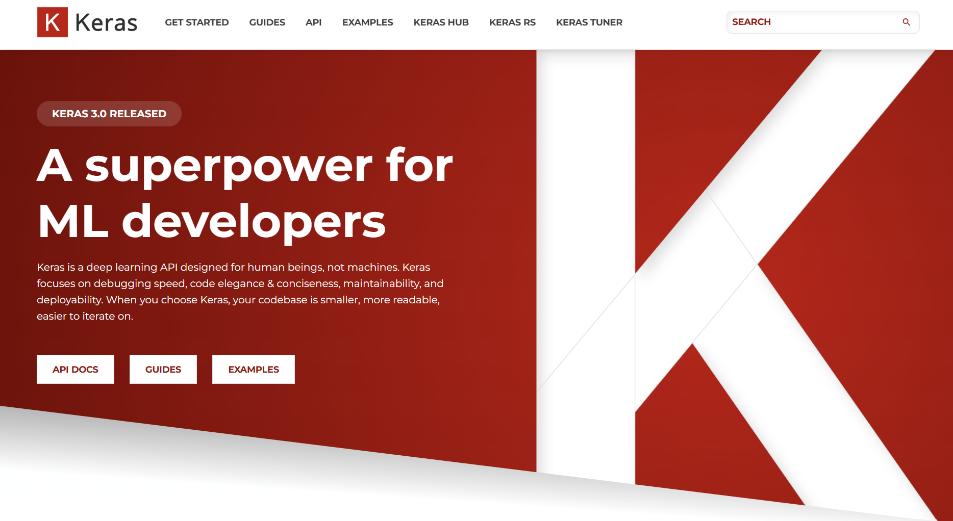Keras Landing Page