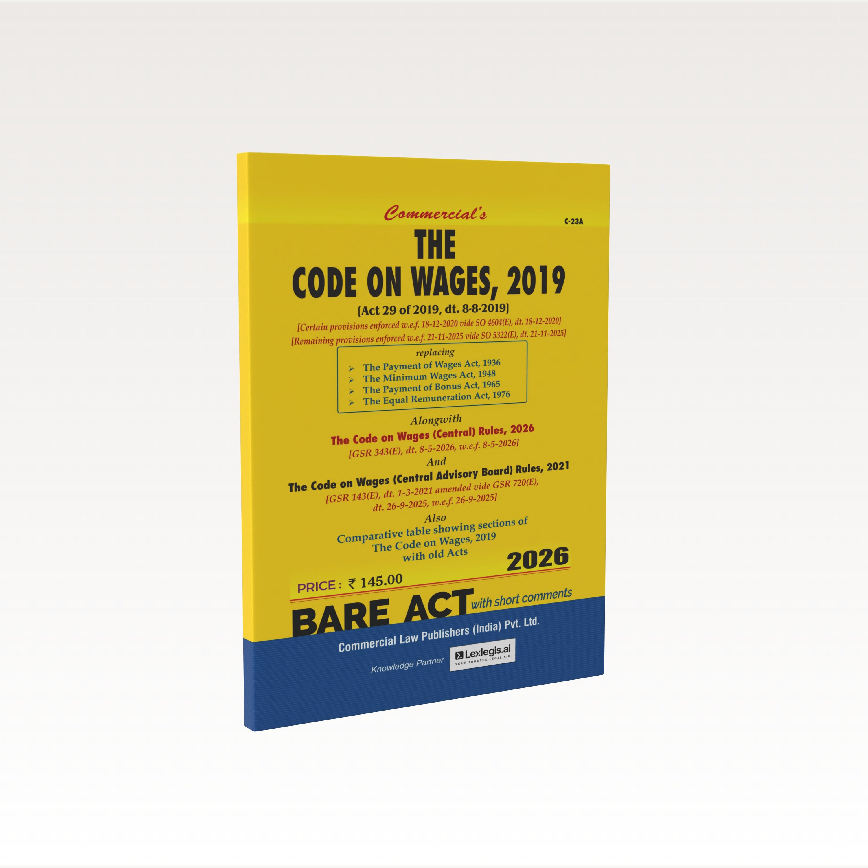 The Code on Wages, 2019 with Rules, 2026