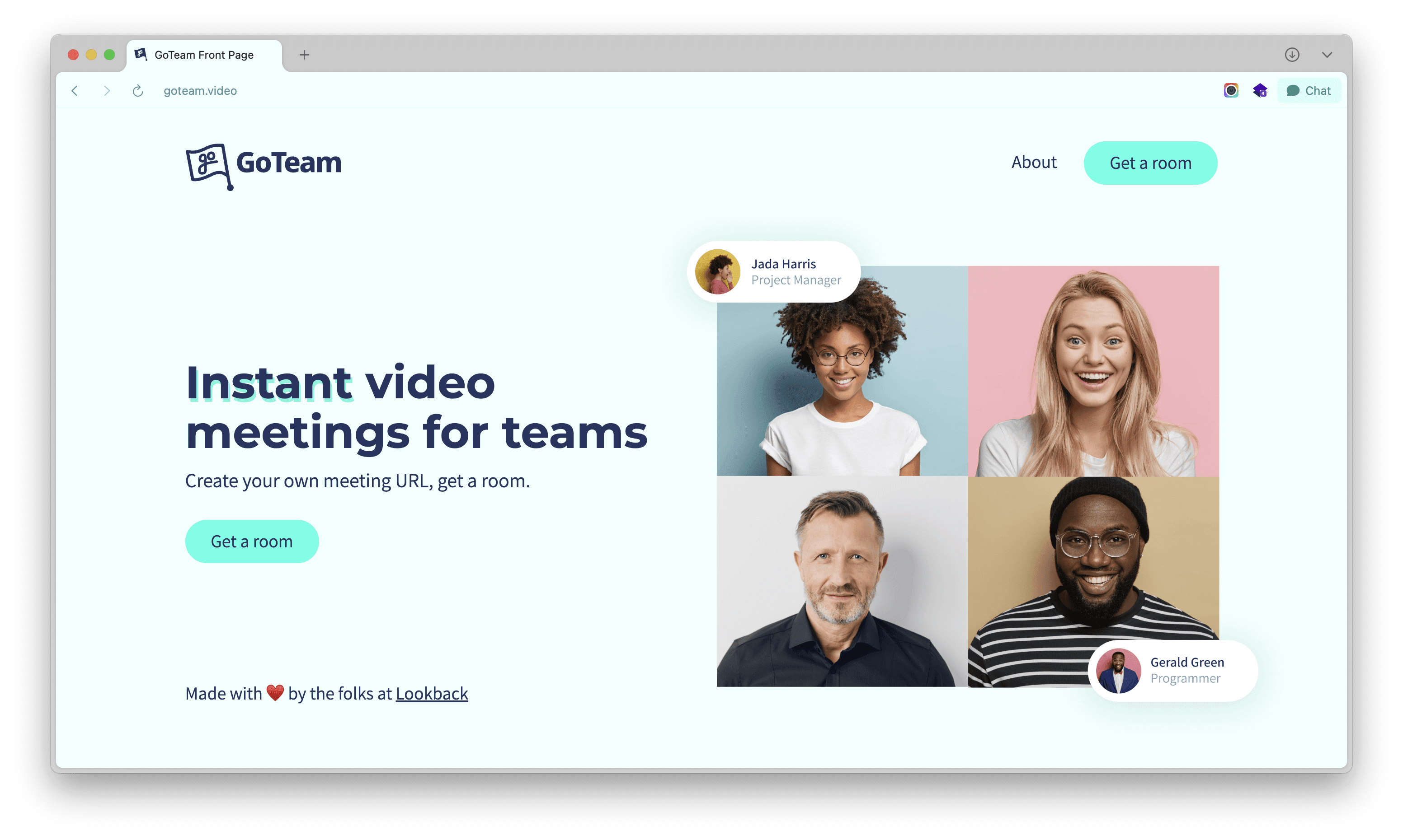 GoTeam video meeting interface