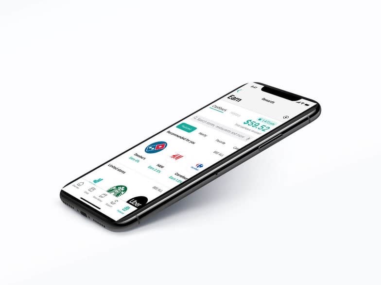 A phone showing a list of rewards to browse