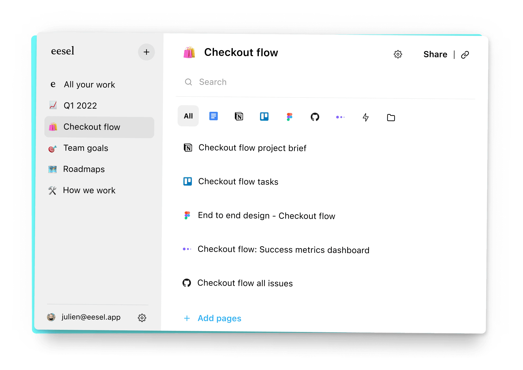 Eesel search and filter