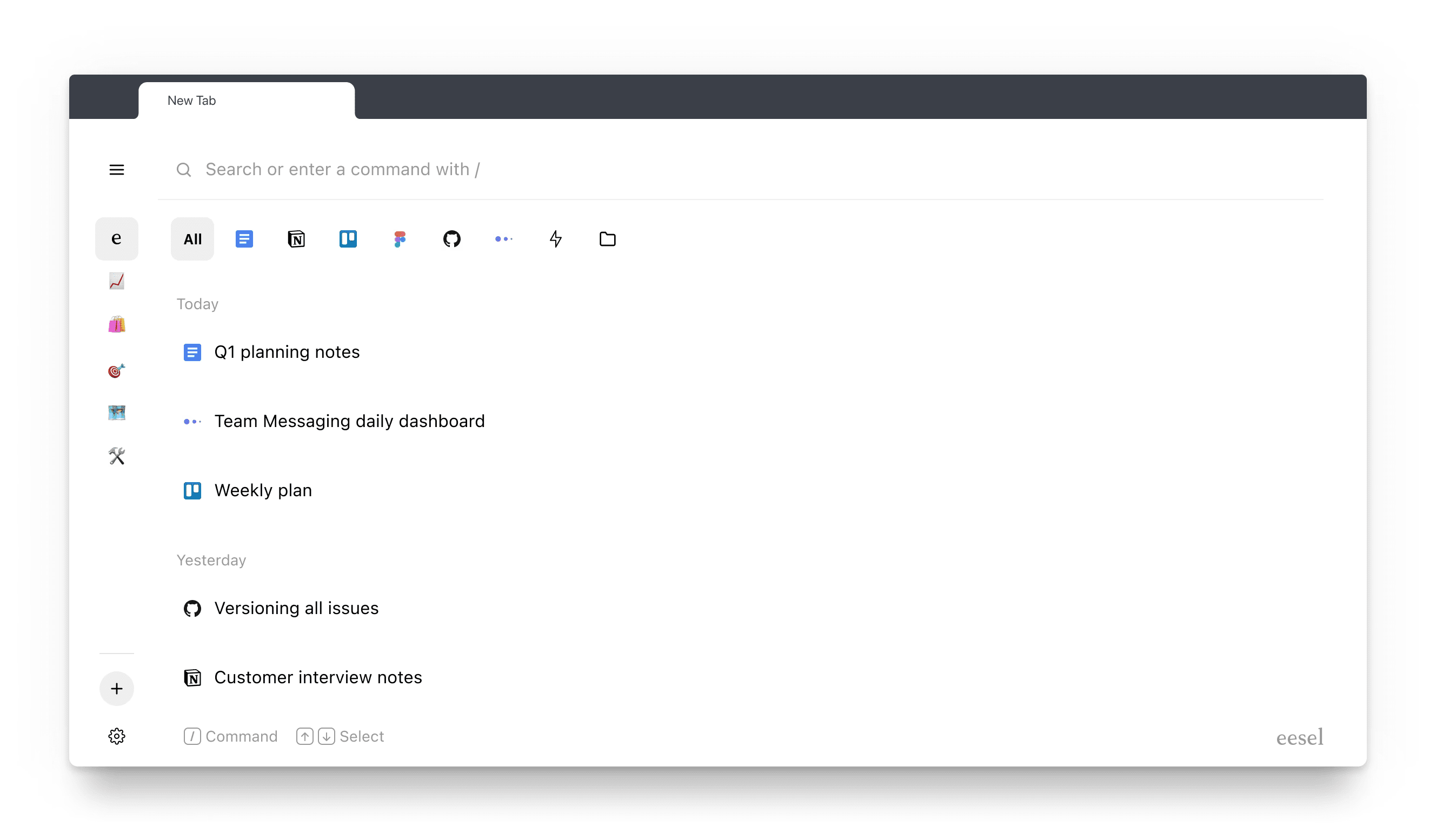 Eesel new tab interface