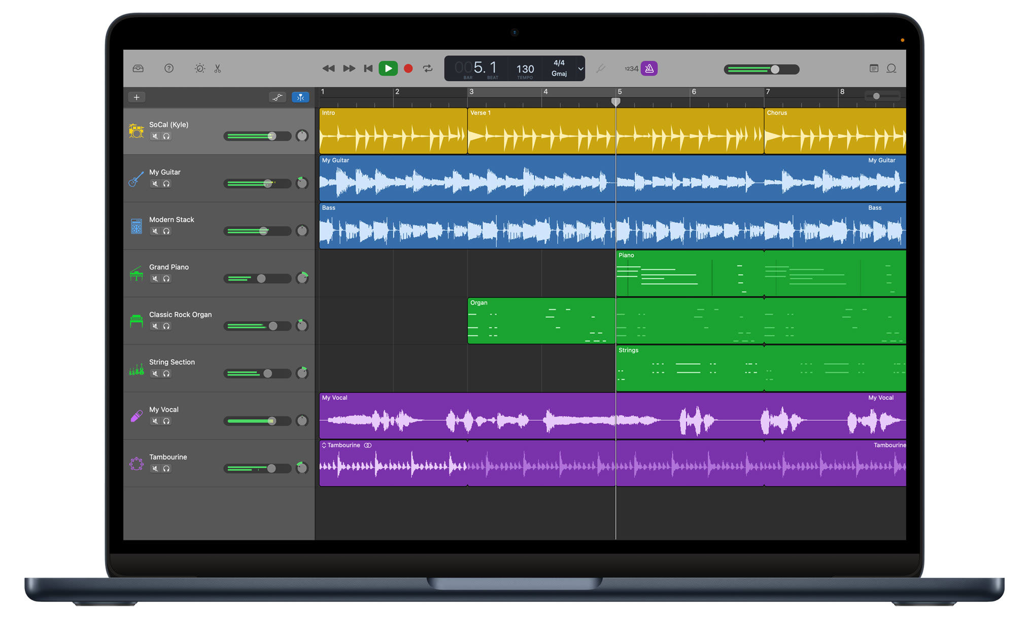 GarageBand podcast editing interface