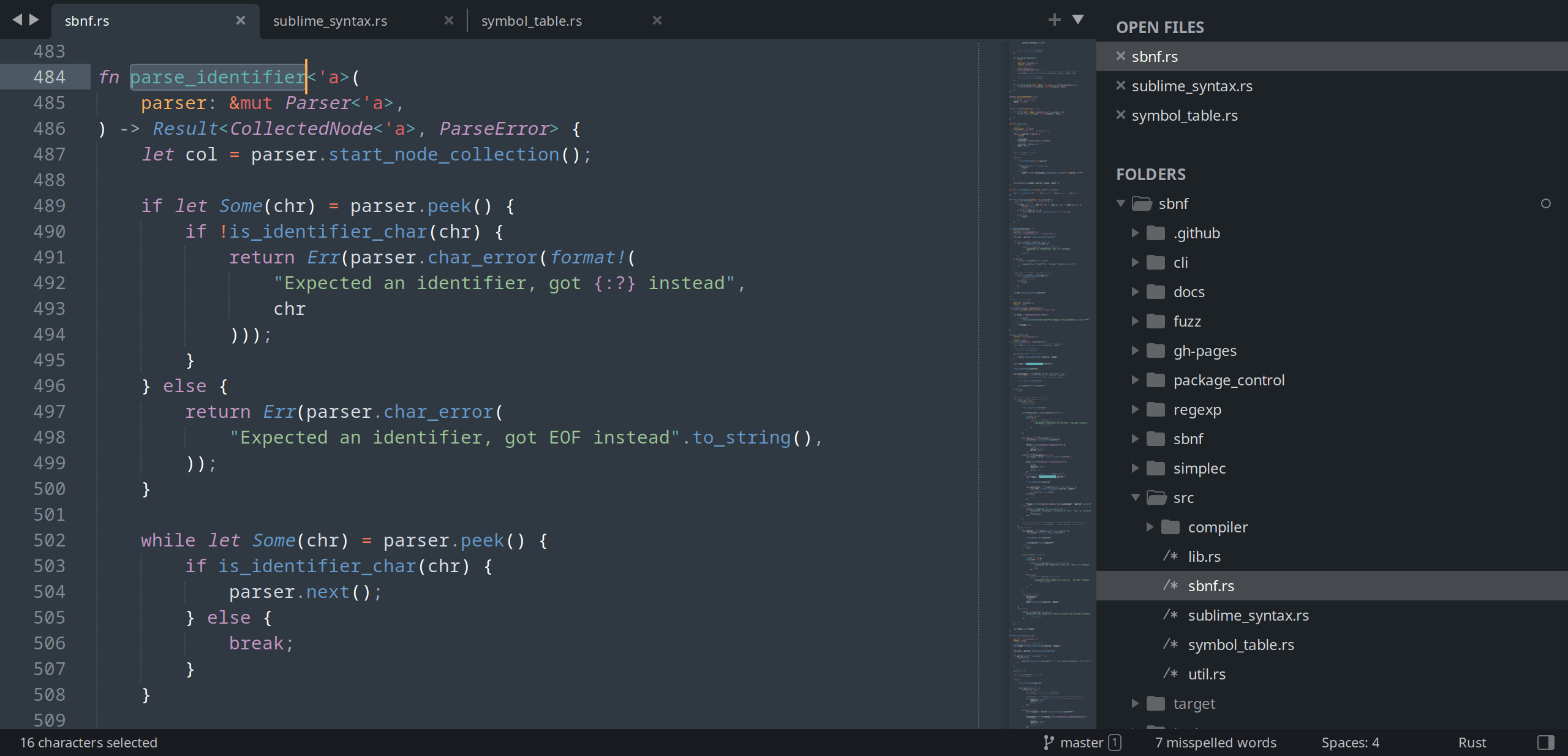 Sublime Text interface