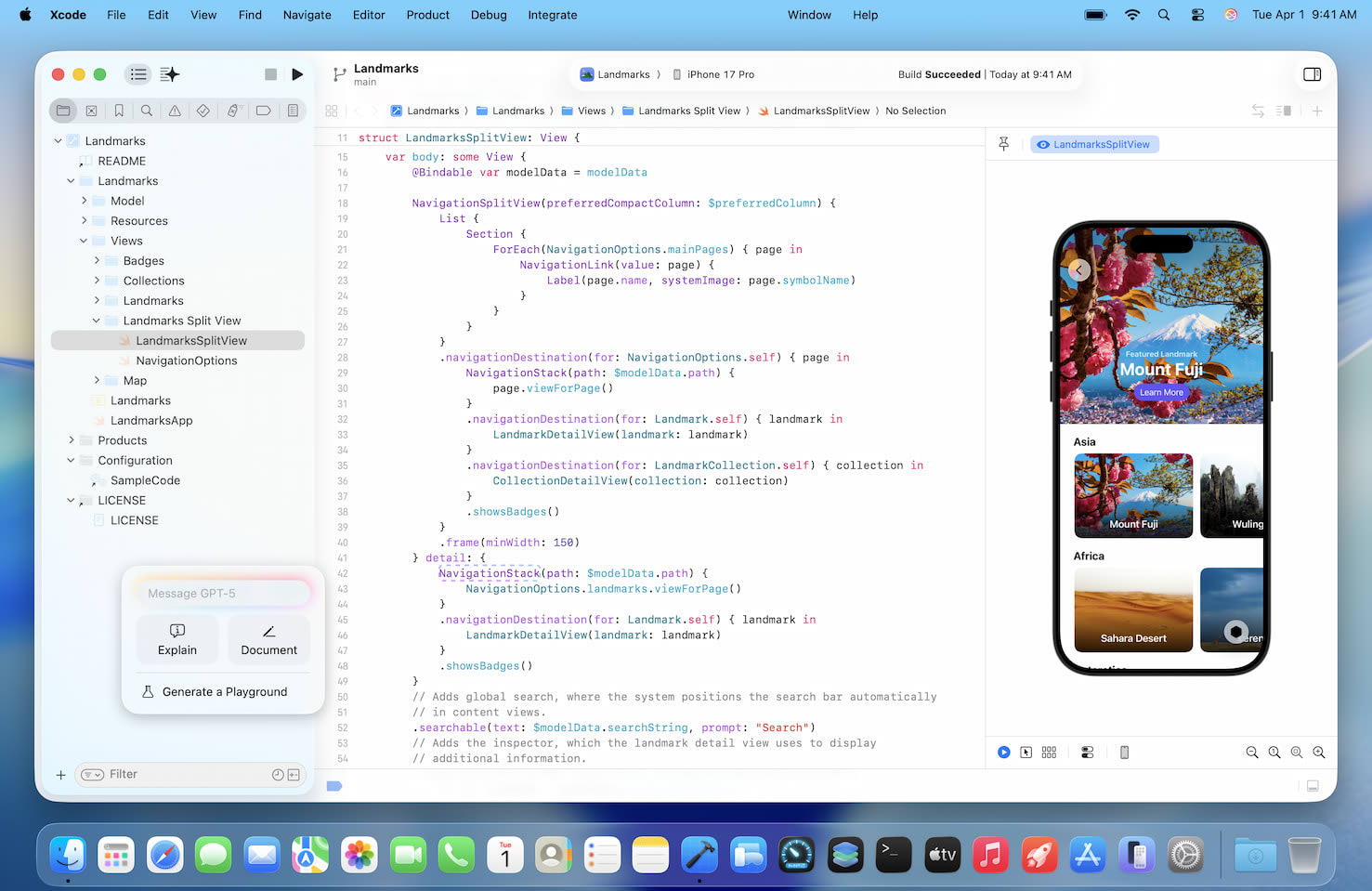 Xcode IDE interface