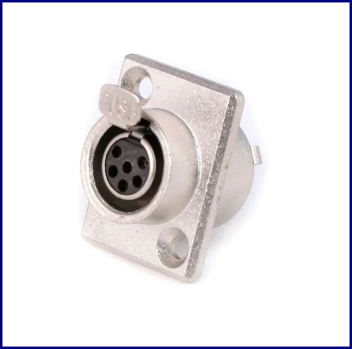 Гнездо MOCO mini XLR SA107-6P, панельное, 6 контактов, металлический фланцевый корпус, профессиональное аудиооборудование