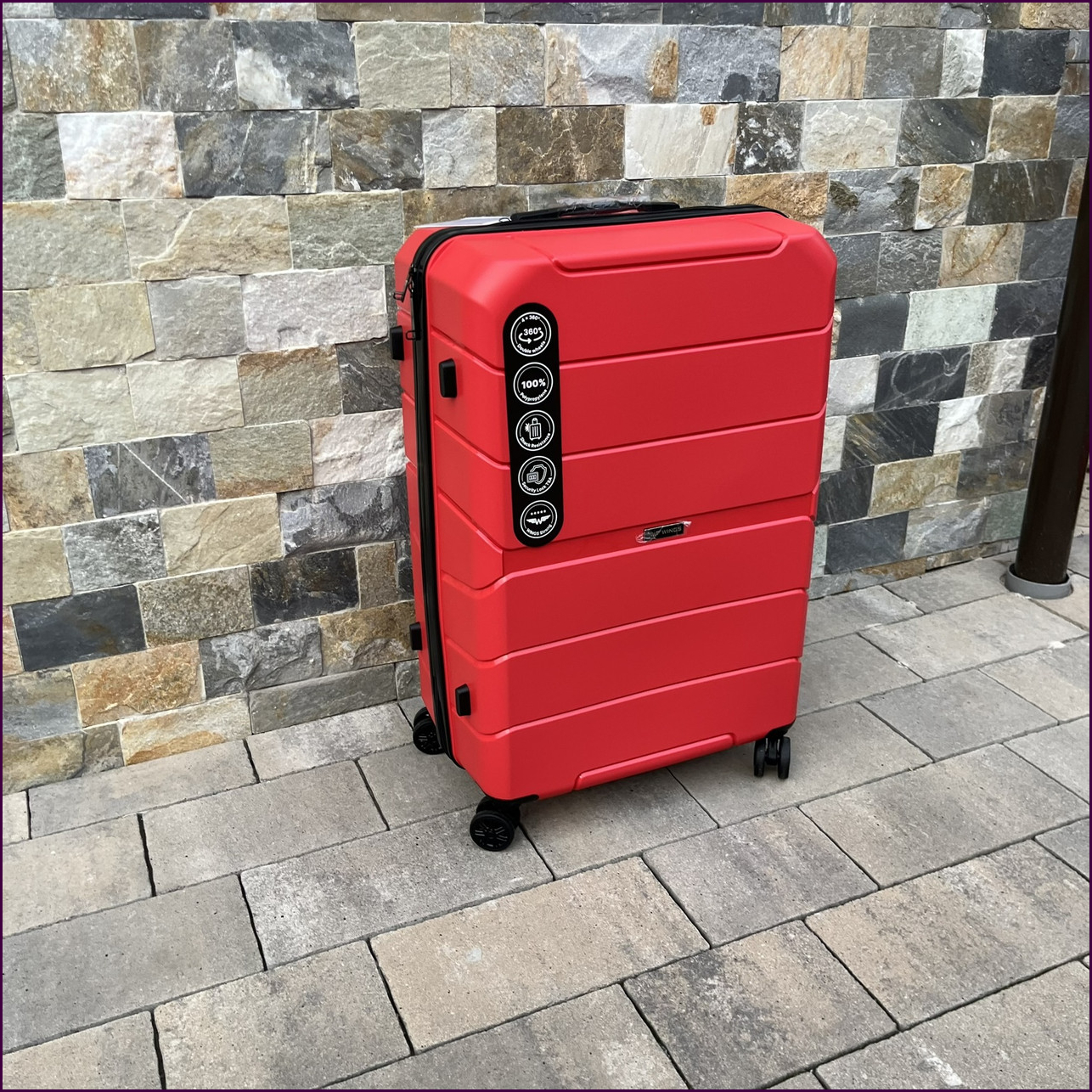 Чемодан WINGS TR059 38 л маленький красный с 4 колесами, телескопической ручкой и кодовым замком для путешествий унисекс