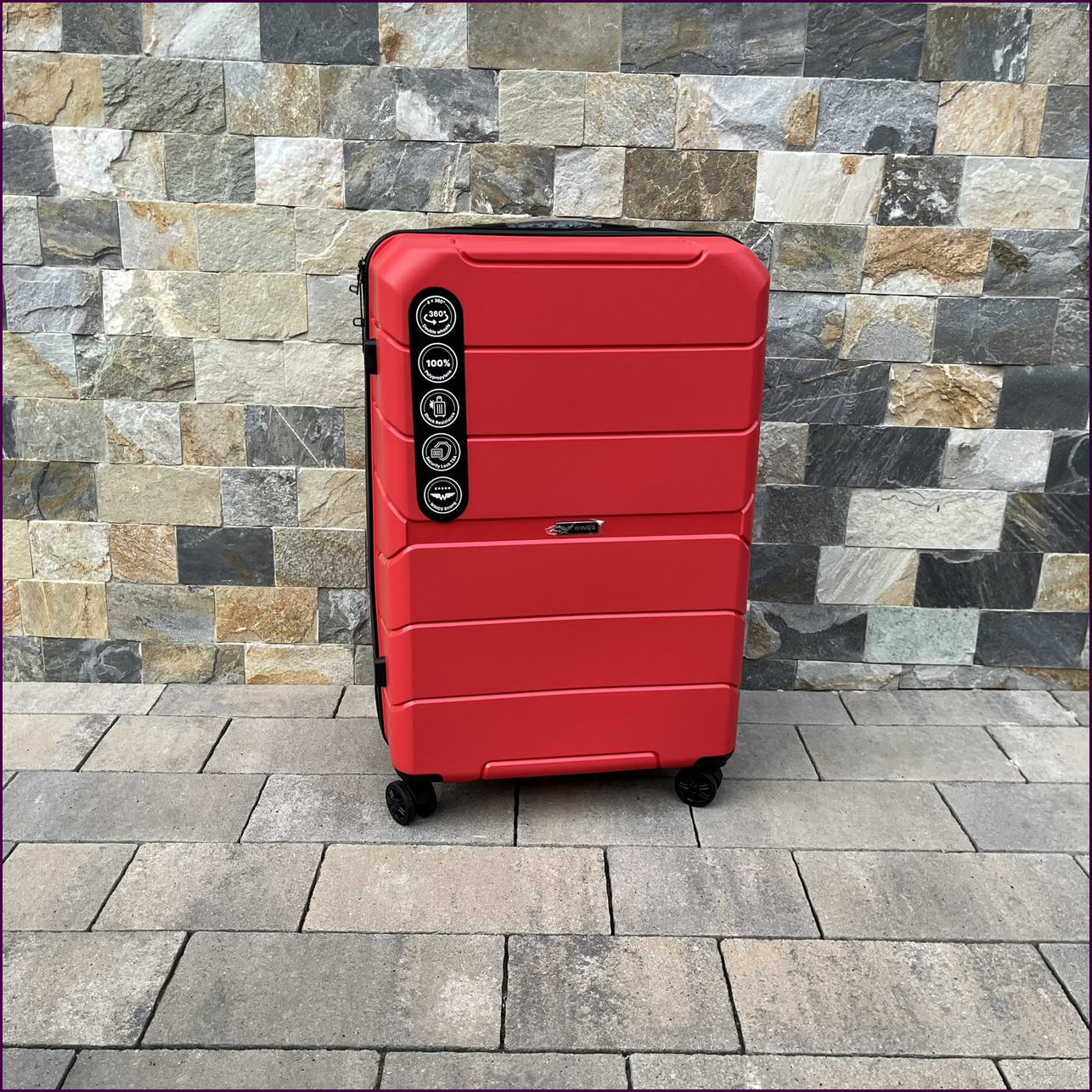 Чемодан WINGS PP06 червоний середній 4 колеса з TSA замком, зручний для подорожей і поїздок