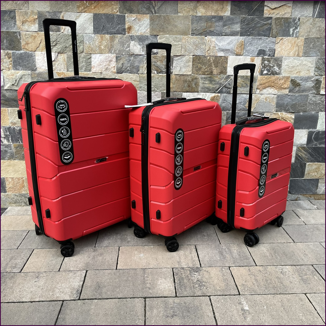 Чемодан WINGS PP06 червоний середній 4 колеса з TSA замком, зручний для подорожей і поїздок