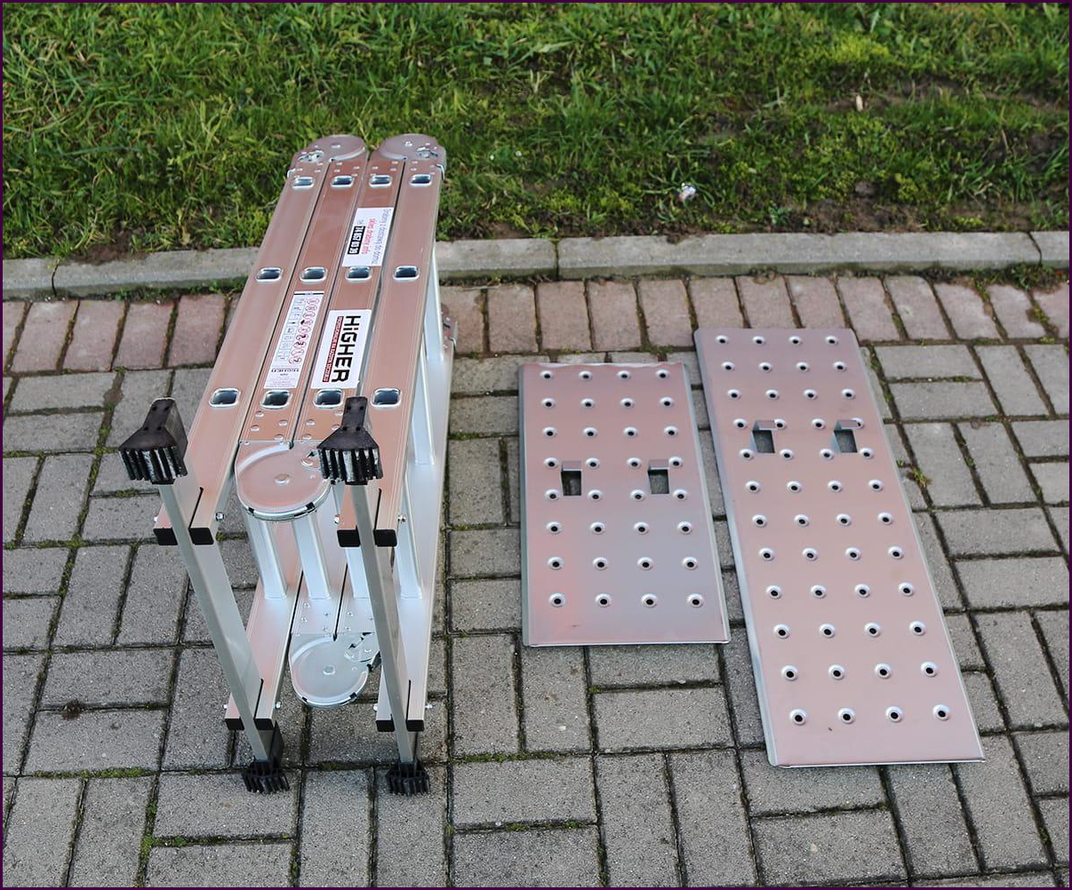 Лестниця-трансформер HIGHER 4×3 з майданчиком для безпечних робіт на висоті – алюмініва універсальна сходи