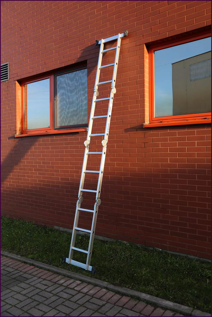 Лестниця-трансформер HIGHER 4×3 з майданчиком для безпечних робіт на висоті – алюмініва універсальна сходи