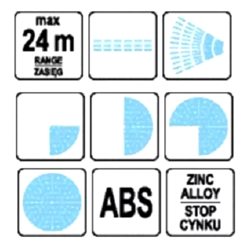 Імпульсний дощуватель на штативі 65-93 см з регулюванням кута поливу 24 м, алюміній та АБС, YATO YT-8984