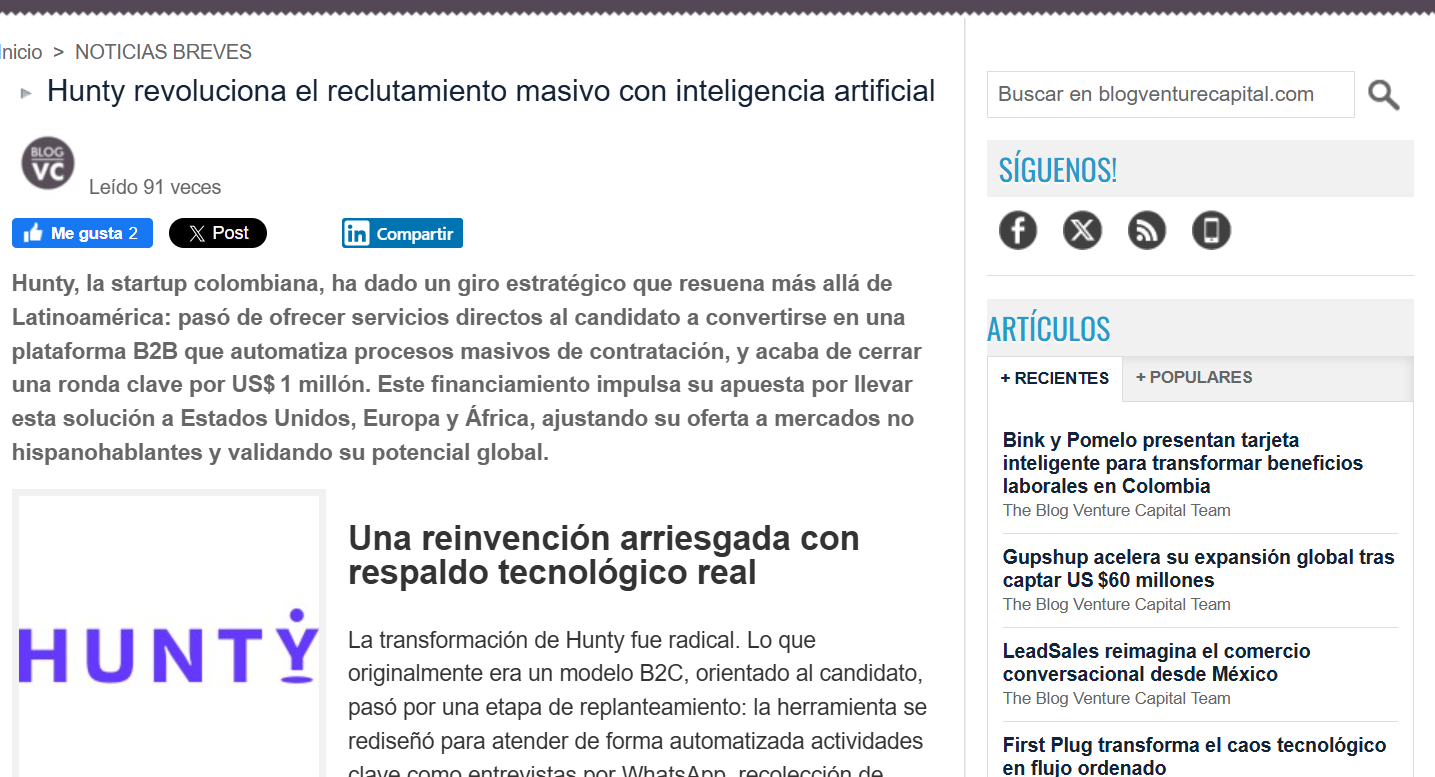 Hunty revoluciona el reclutamiento masivo con inteligencia artificial