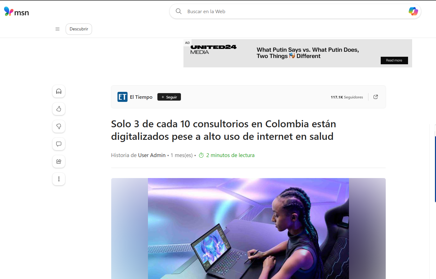 Solo 3 de cada 10 consultorios en Colombia están digitalizados pese a alto uso de internet en salud