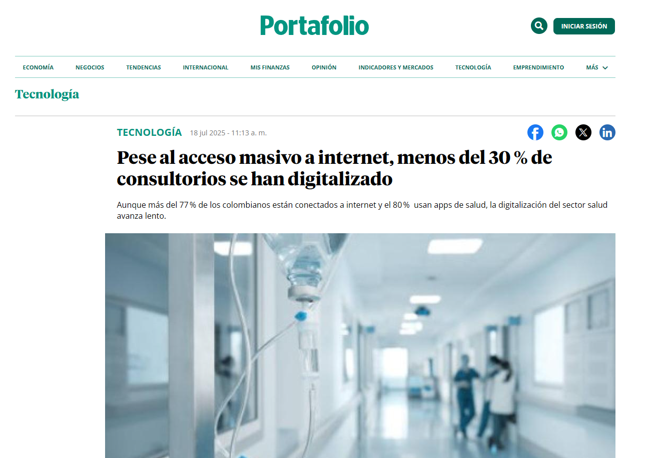 Solo 3 de cada 10 consultorios en Colombia están digitalizados pese a alto uso de internet en salud