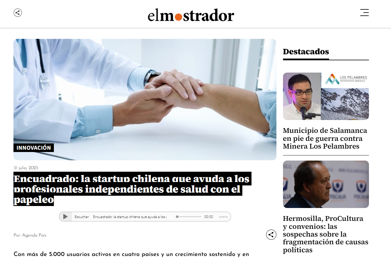 Encuadrado: la startup chilena que ayuda a los profesionales independientes de salud con el papeleo