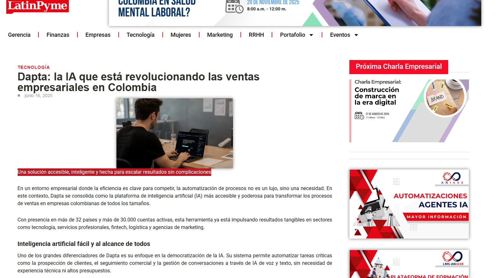 Dapta: la IA que está revolucionando las ventas empresariales en Colombia