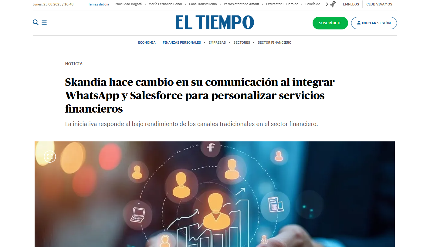 Skandia hace cambio en su comunicación al integrar WhatsApp y Salesforce para personalizar servicios financieros