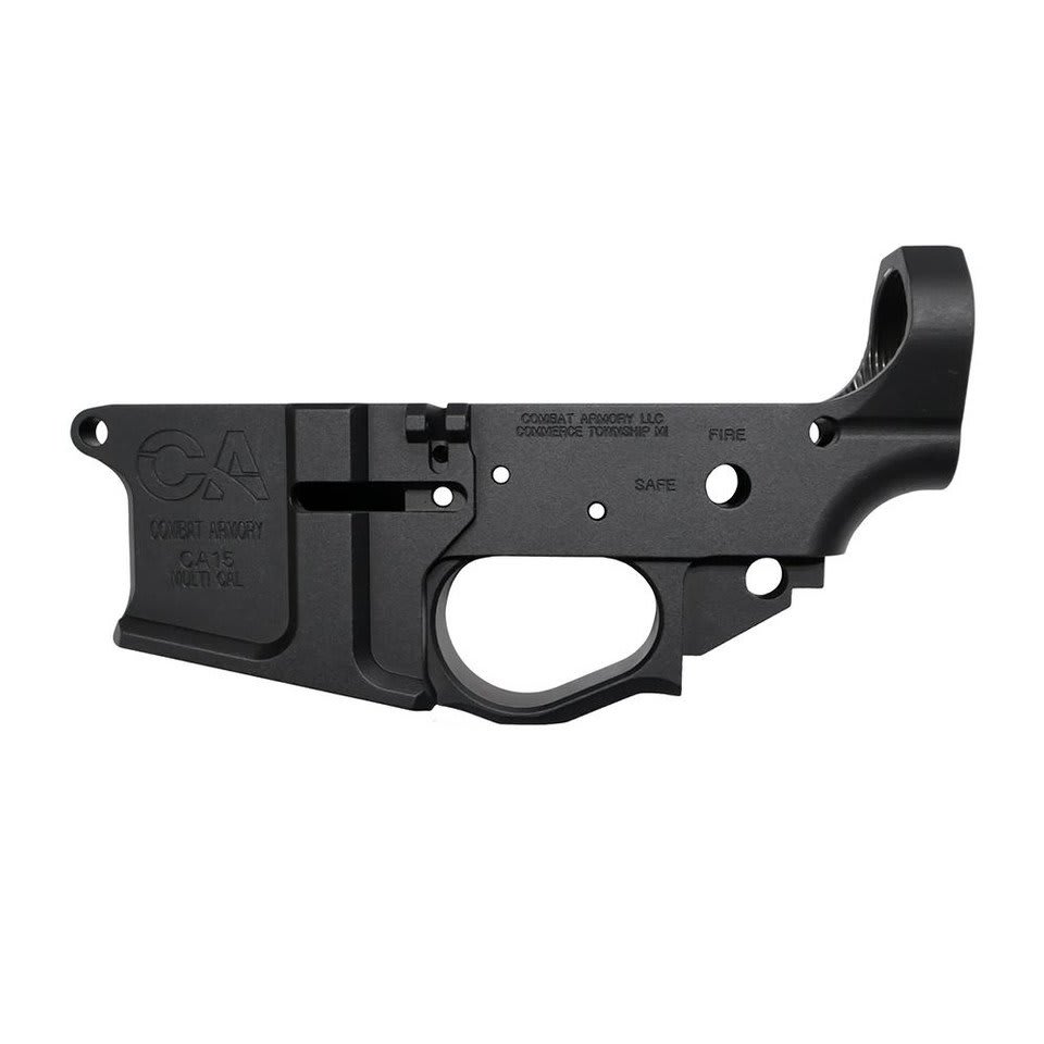 Combat Armory CA15 Stripped Lower Receiver, AR15, Black, Anodized, 7075, Billet.