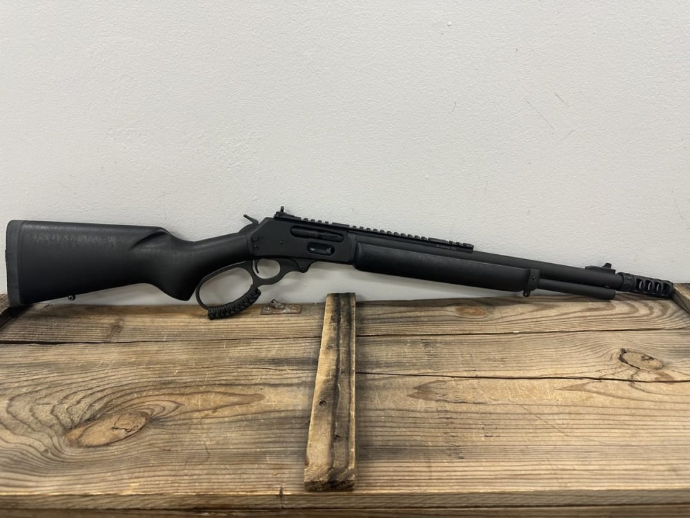 Marlin 1895 Dark .45-70 Gov, 5+1, 16.17” Threaded Barrel, Black Finish Handguard, Synthetic Stock & Muzzle Brake