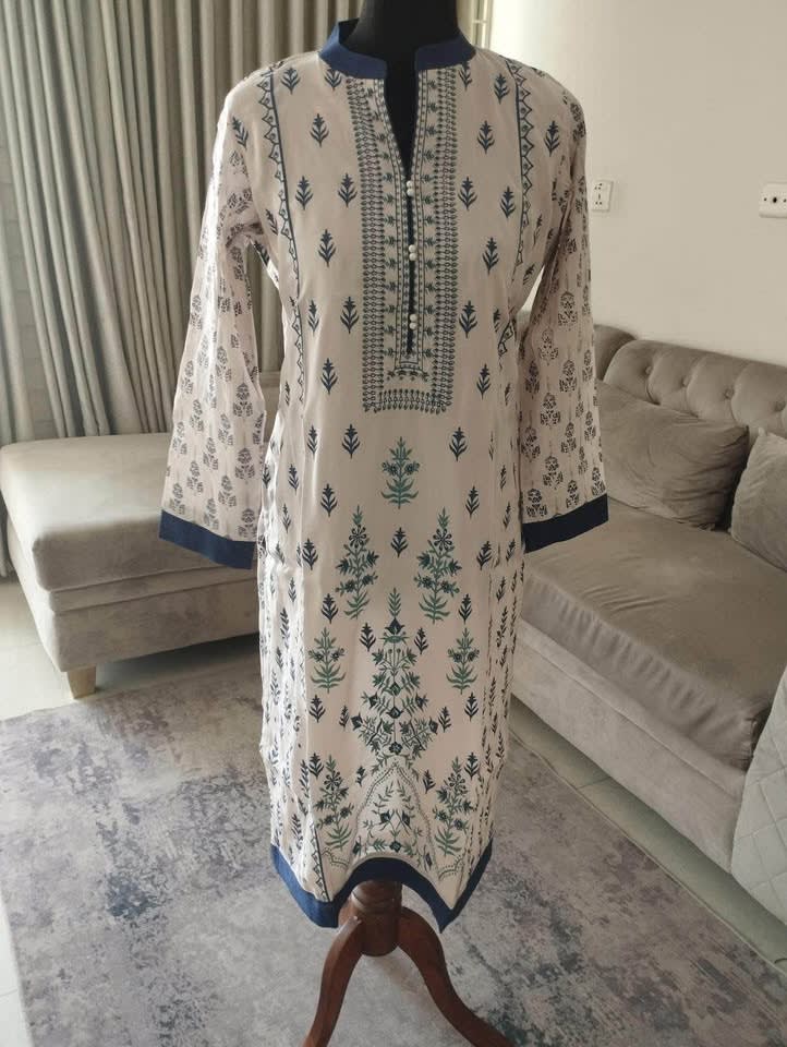 Cotton Block-Printed Dress