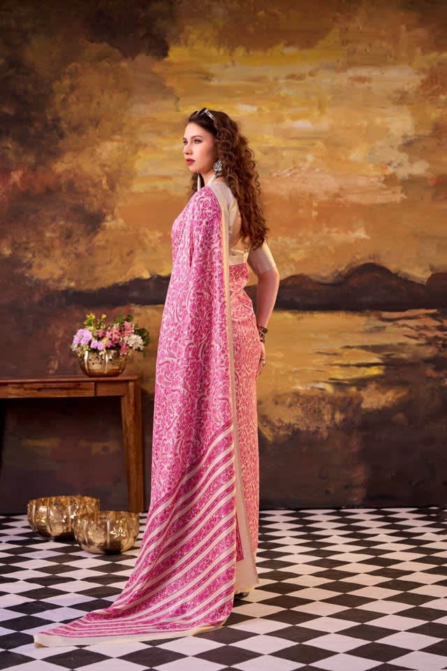 Cotton Designer Saree in Pink