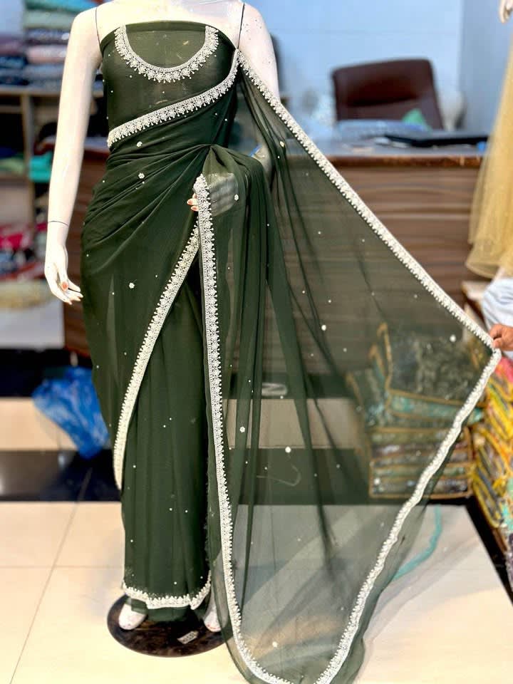 Designer Saree with Kathdana Work