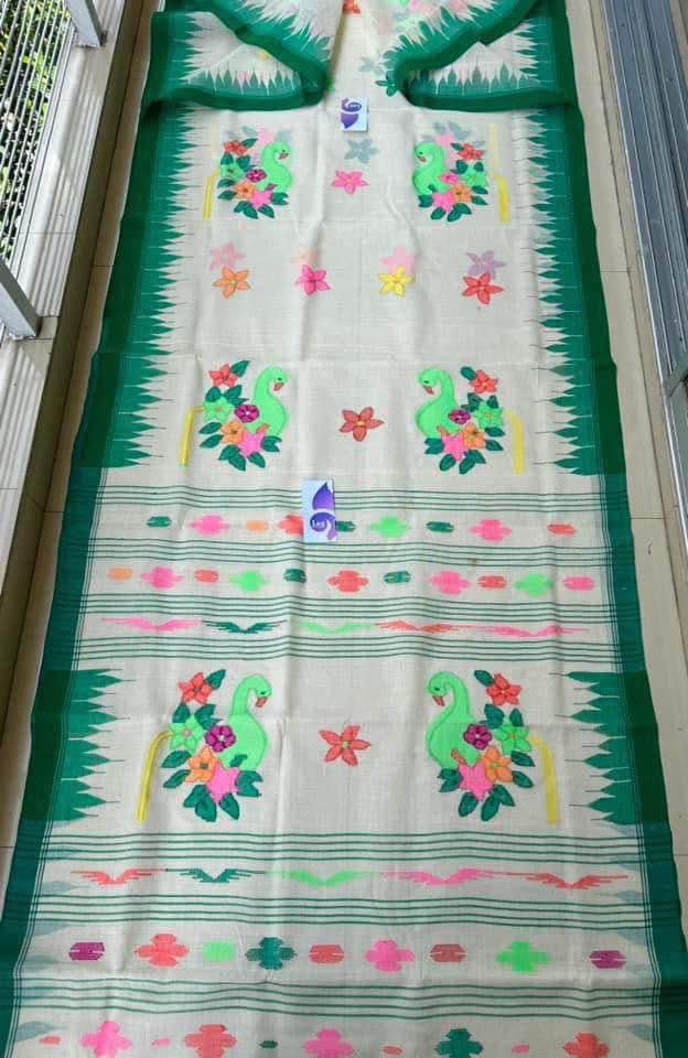 White Cotton Manipuri Saree