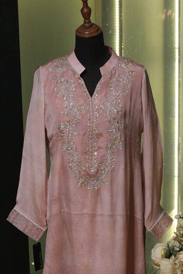 Chiffon Silk Designer Dress in Pink