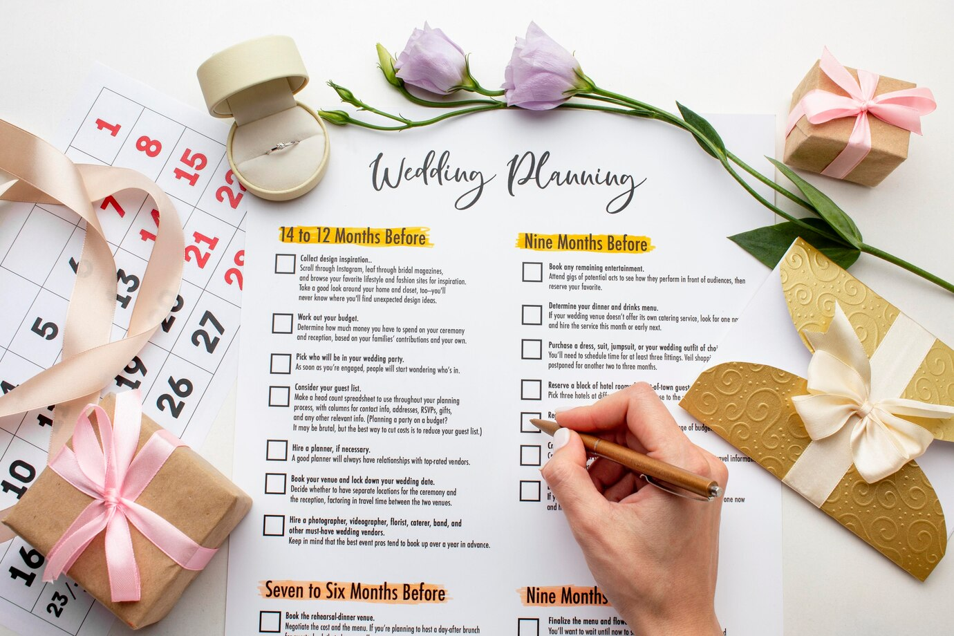 Couple reviewing their wedding decor checklist to plan a luxe celebration