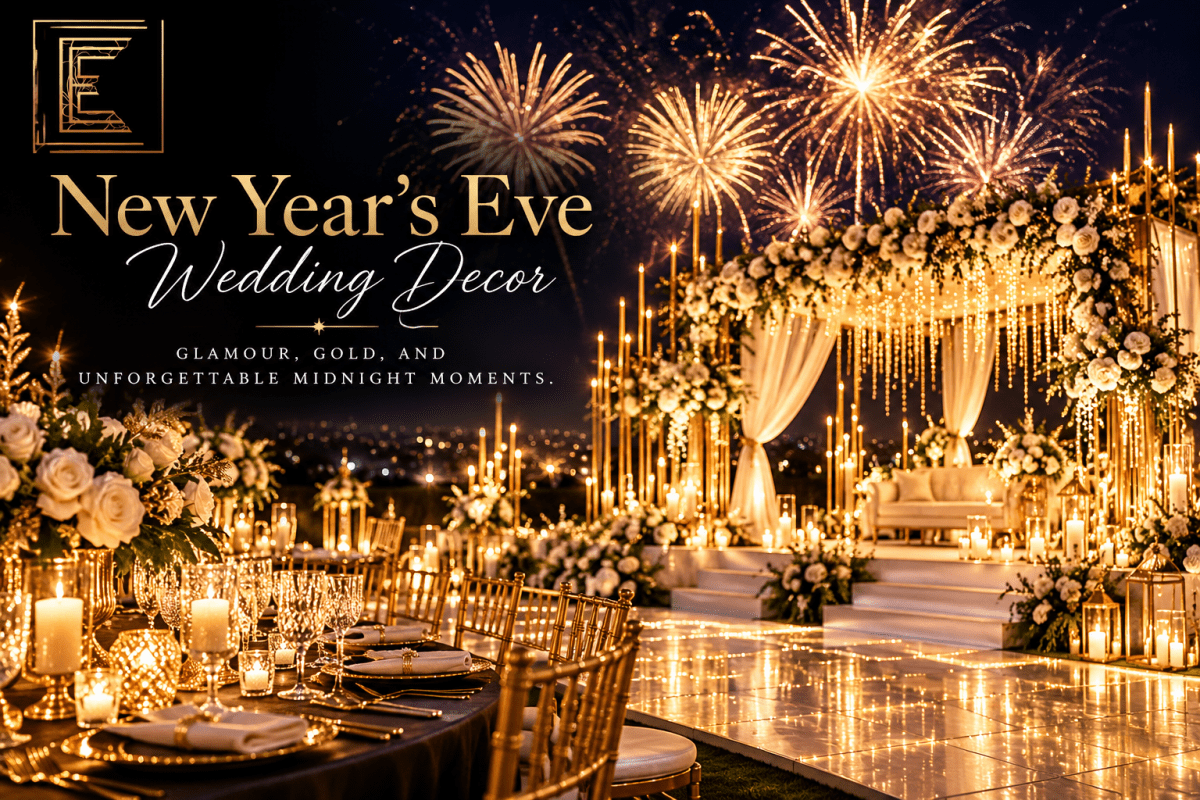 New Year’s Eve Wedding Decor: Glamour, Gold, and Unforgettable Midnight Moments