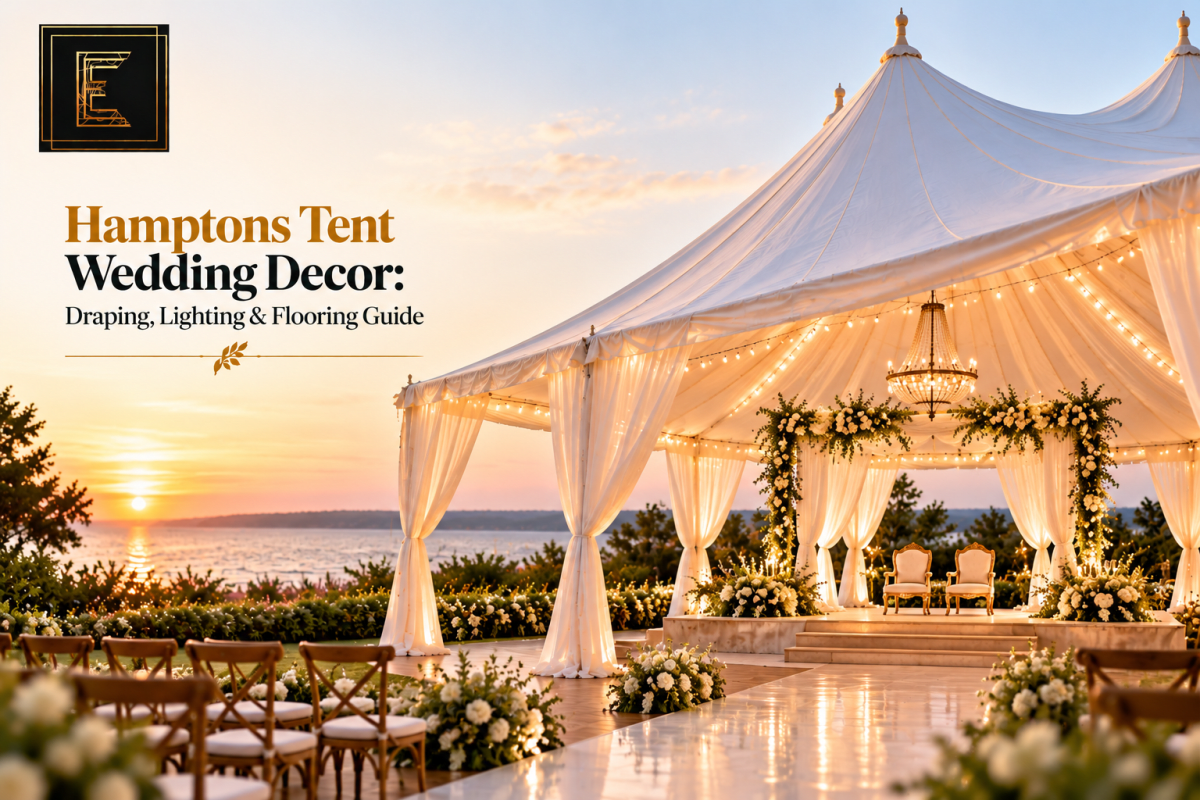 Hamptons Tent Wedding Decor: Draping, Lighting & Flooring Guide