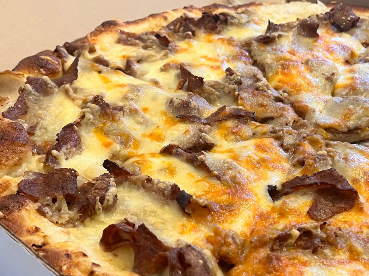 Donair style pizza from Seniore's Pizza in Calgary, Canada