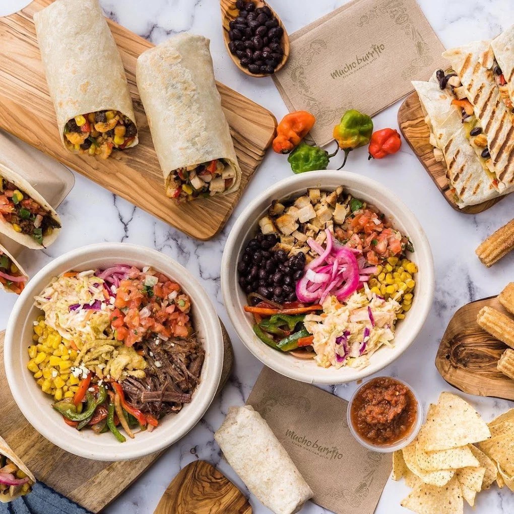 Mucho Burrito food spread