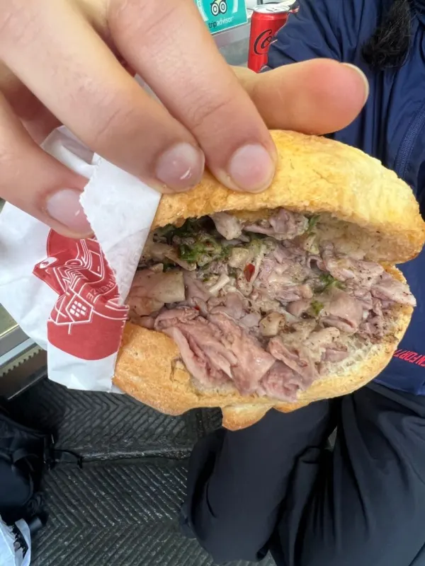 Lampredotto sandwich from Sergio Pollini Lampredotto in Florence