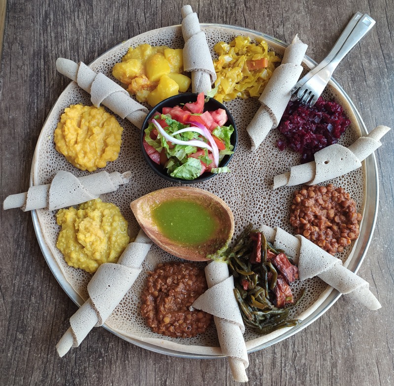 Injera with Many Dishes