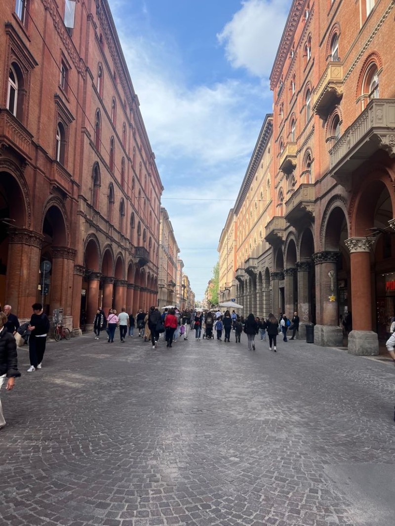Street in Bologna with porticoes