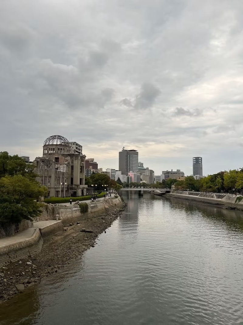View of the Atomic Bomb Domb from the bridge where the bomb dropped