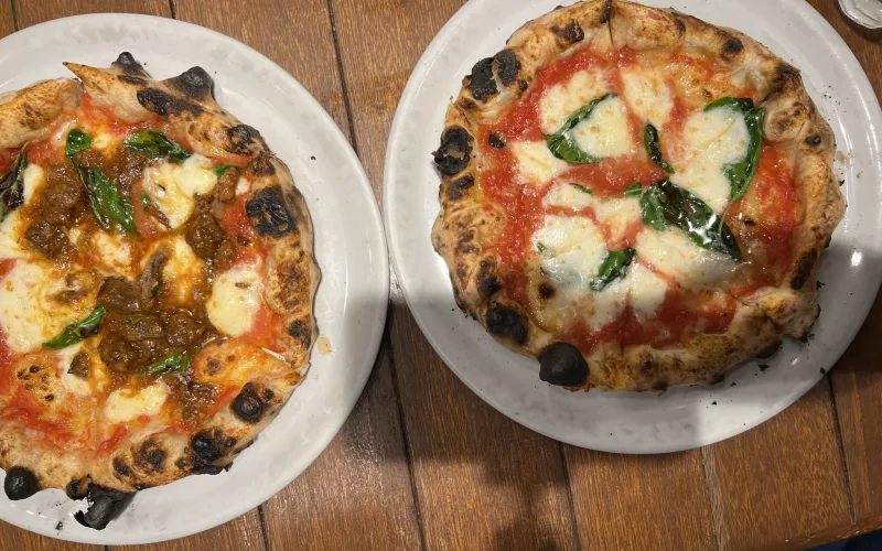 Ozaki Beef Pizza and Margherita Pizza from Savoy in Tokyo, Japan