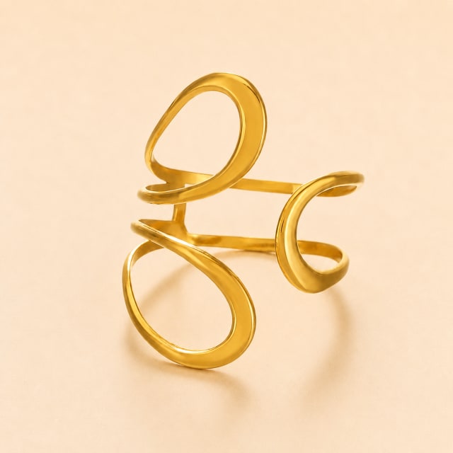 Golden Fluid Line Ring