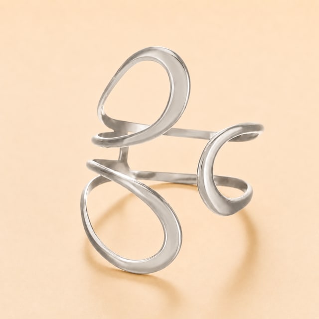 Silver Fluid Line Ring