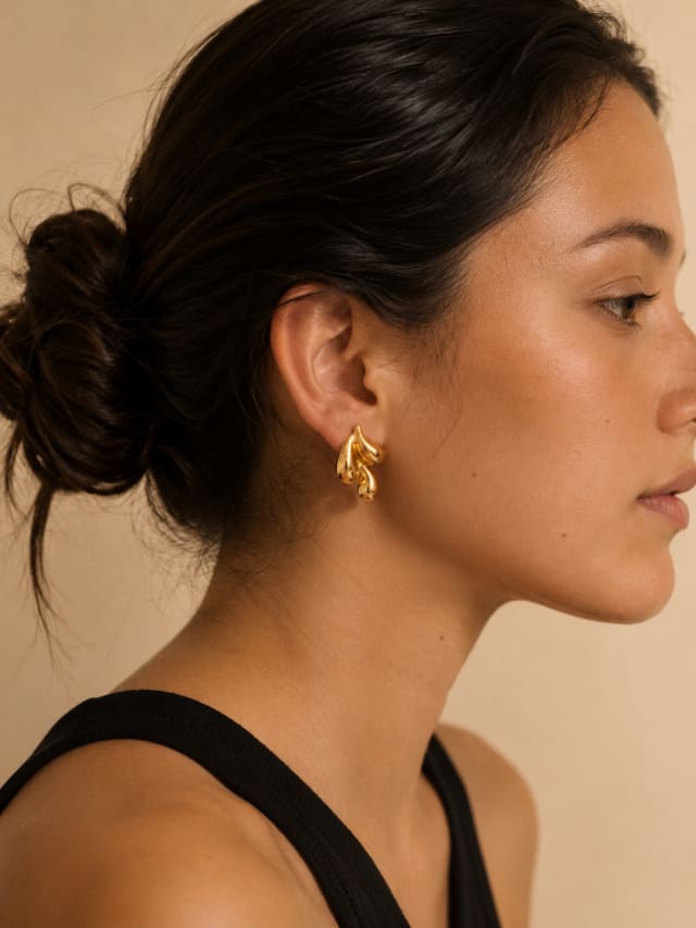 Golden Twist Heart Earrings
