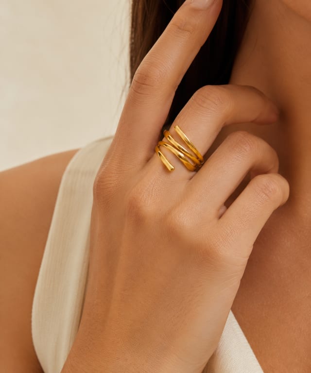 Golden Coil Wrap Ring