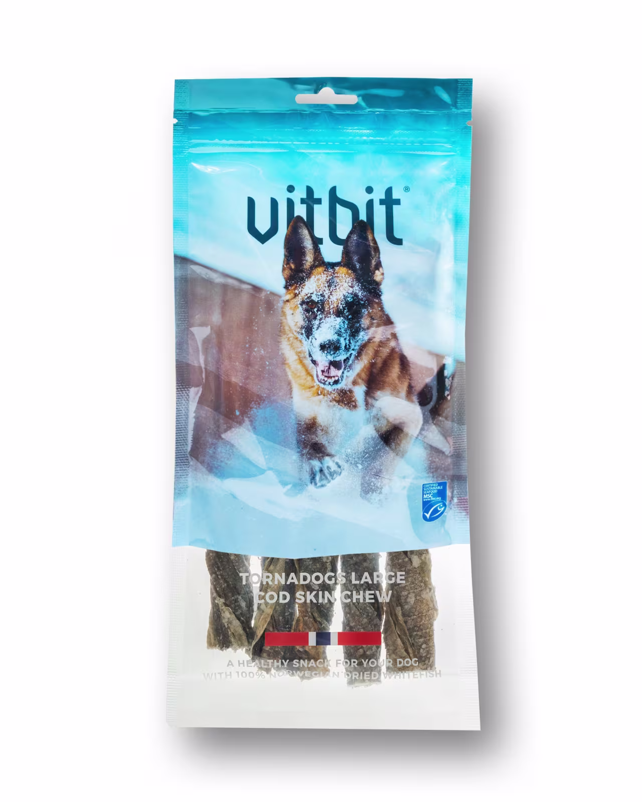 Vitbit Tornadogs Large M/Torsk 100g