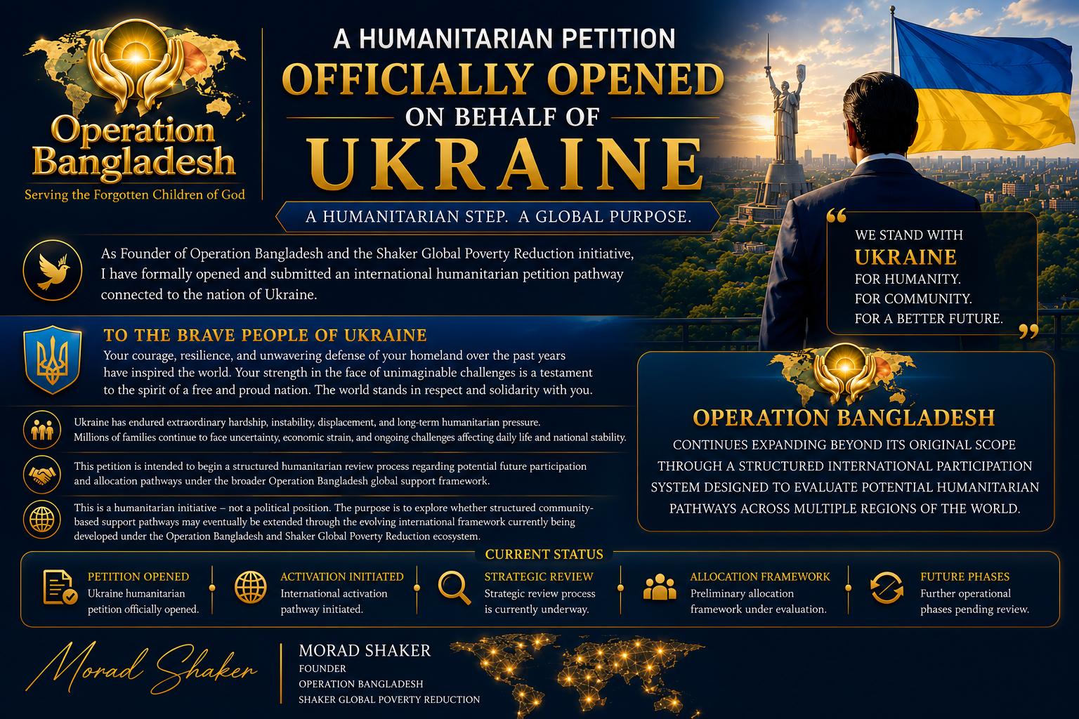 Morad Shaker Personally Opens Ukraine Humanitarian Petition Under Operation Bangladesh International Expansion