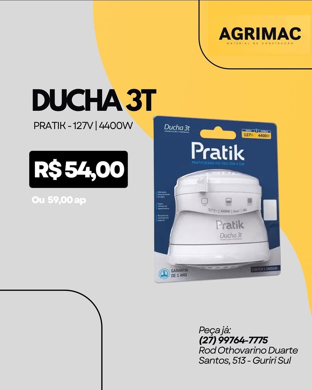 Chuveiro Pratik 127v 4400w